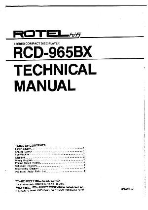 Сервисная инструкция Rotel RCD-965BX ― Manual-Shop.ru