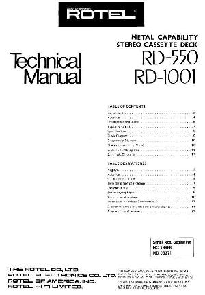 Сервисная инструкция Rotel RD-550, RD-1001 ― Manual-Shop.ru