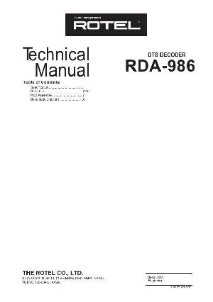 Сервисная инструкция Rotel RDA-986 ― Manual-Shop.ru