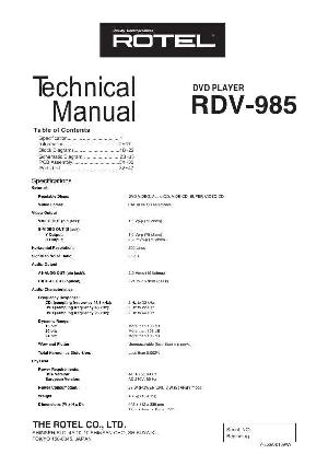 Сервисная инструкция Rotel RDV-985 ― Manual-Shop.ru