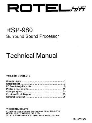 Сервисная инструкция Rotel RSP-980 ― Manual-Shop.ru