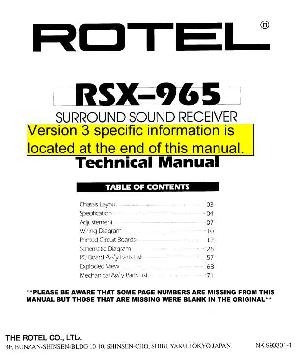 Сервисная инструкция Rotel RSX-965-V1 ― Manual-Shop.ru