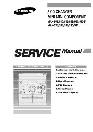 Сервисная инструкция Samsung MAX-909, MAX-910, MAX-916, MAX-929, MAX-930, MAX-932(P), MAX-936, MAX-938, MAX-939, MAX-940, MAX-941 ― Manual-Shop.ru
