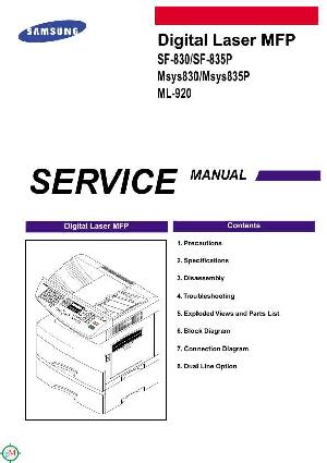 Сервисная инструкция Samsung SF-830, SF-835P, MSYS830, MSYS835P, ML-920  ― Manual-Shop.ru