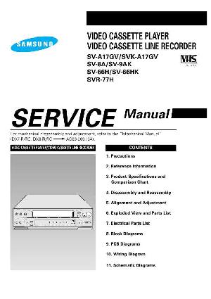 Сервисная инструкция Samsung SV-A17GV, SVK-A17GV, SV-8A, SV-9AK, SV-66H, SV-66HK, SVR-77H ― Manual-Shop.ru