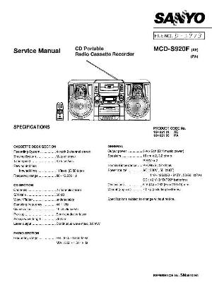 Сервисная инструкция Sanyo MCD-S920F ― Manual-Shop.ru