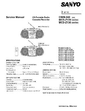 Сервисная инструкция Sanyo MDC-Z128, MDC-Z130, CWM-240 ― Manual-Shop.ru