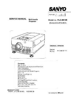 Сервисная инструкция Sanyo PLC-8810E ― Manual-Shop.ru