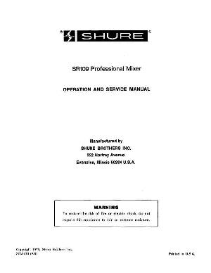 Сервисная инструкция SHURE SR-109 ― Manual-Shop.ru