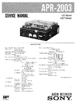 Сервисная инструкция Sony APR-2003 ― Manual-Shop.ru
