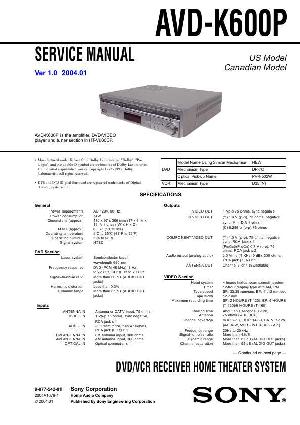 Сервисная инструкция Sony AVD-K600P ― Manual-Shop.ru