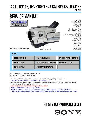 Сервисная инструкция Sony CCD-TRV118, CCD-TRV218, CCD-TRV318, CCD-TRV418 ― Manual-Shop.ru