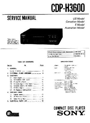 Service manual Sony CDP-H3600 (для MHC-2600/3600, FH-E737CD/E838CD) ― Manual-Shop.ru