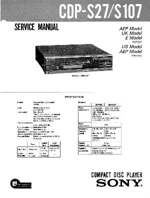 Service manual Sony CDP-S27, CDP-S107  ― Manual-Shop.ru