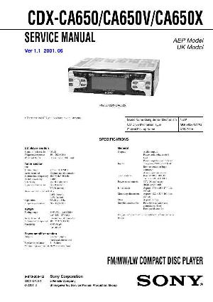 Сервисная инструкция Sony CDX-CA650, CDX-CA650V, CDX-CA650X ― Manual-Shop.ru