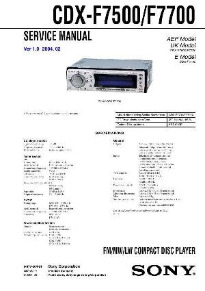 Сервисная инструкция Sony CDX-F7500, CDX-F7700  ― Manual-Shop.ru
