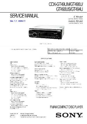 Сервисная инструкция Sony CDX-GT49UM, CDX-GT490U, CDX-GT490US, CDX-GT494U ― Manual-Shop.ru