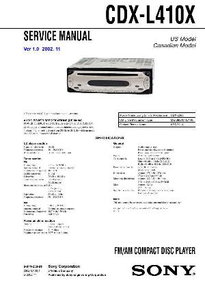 Сервисная инструкция Sony CDX-L410X ― Manual-Shop.ru