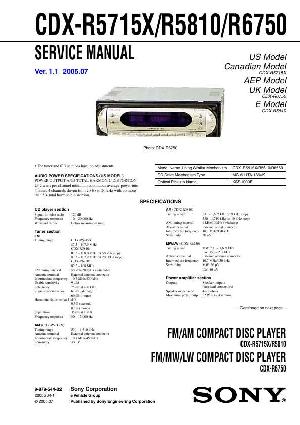 Сервисная инструкция Sony CDX-R5715X, CDX-R5810, CDX-R6750 ― Manual-Shop.ru