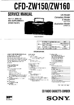 Сервисная инструкция Sony CFD-ZW150, CFD-ZW160 ― Manual-Shop.ru