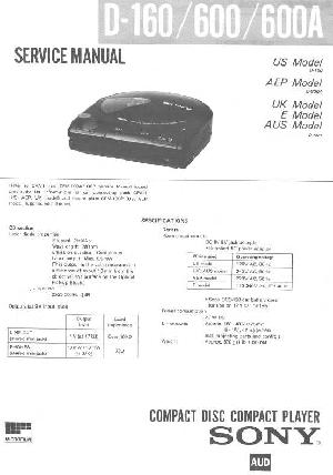 Сервисная инструкция Sony D-160, D-600, D-600A  ― Manual-Shop.ru