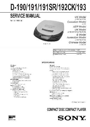 Сервисная инструкция Sony D-190, D-191, D-191SR, D-192CK, D-193 ― Manual-Shop.ru