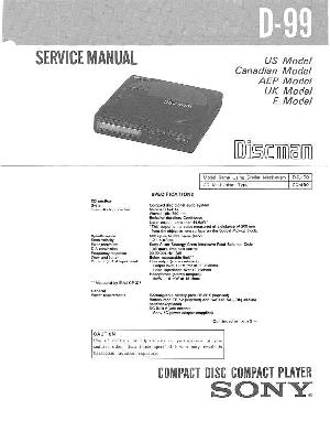 Сервисная инструкция Sony D-99 ― Manual-Shop.ru