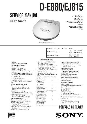 Сервисная инструкция Sony D-E880, D-EJ815 ― Manual-Shop.ru