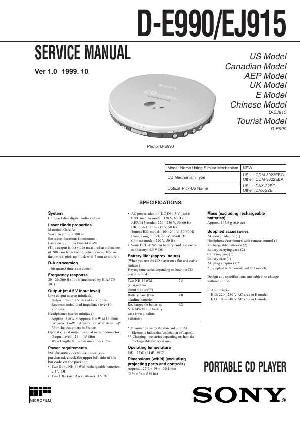 Сервисная инструкция Sony D-E990, D-EJ915 ― Manual-Shop.ru