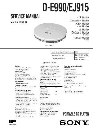 Сервисная инструкция Sony D-E990, D-EJ915 ― Manual-Shop.ru