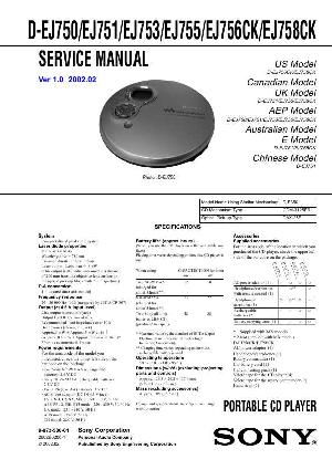 Сервисная инструкция Sony D-EJ750, D-EJ751, D-EJ753, D-EJ755, D-EJ756, D-EJ758  ― Manual-Shop.ru