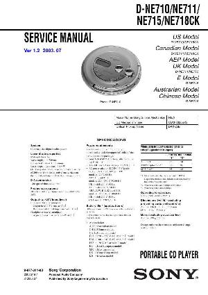 Сервисная инструкция Sony D-NE710, D-NE711, D-NE715, D-NE718CK  ― Manual-Shop.ru