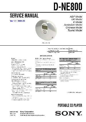 Сервисная инструкция Sony D-NE800  ― Manual-Shop.ru