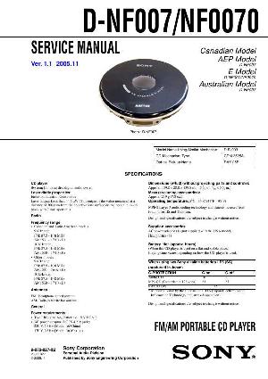 Сервисная инструкция Sony D-NF007, D-NF0070  ― Manual-Shop.ru