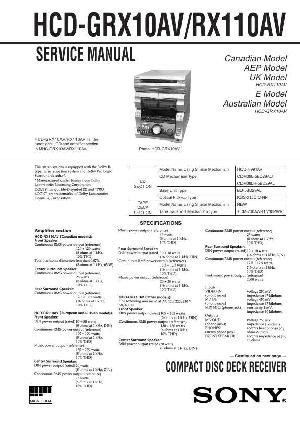 Сервисная инструкция Sony HCD-GRX10AV, HCD-RX110AV (MHC-GRX10AV/RX110AV) ― Manual-Shop.ru