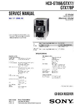 Сервисная инструкция Sony HCD-GTX66, HCD-GTX77, HCD-GTX77BP (для MHC-GTX66/77/77BP) ― Manual-Shop.ru