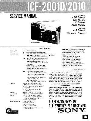 Сервисная инструкция Sony ICF-2001D, ICF-2010 ― Manual-Shop.ru