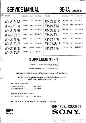 Сервисная инструкция Sony KV-21M1A, KV-21T1, KV-21M1K, KV-21T1K, KV-21T1R, BE-4A chassis  ― Manual-Shop.ru