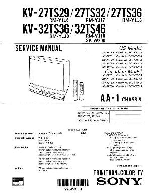 Сервисная инструкция Sony KV-27TS29, KV-27TS32, KV-27TS36, KV-32TS36, KV-32TS46, AA-1 ― Manual-Shop.ru
