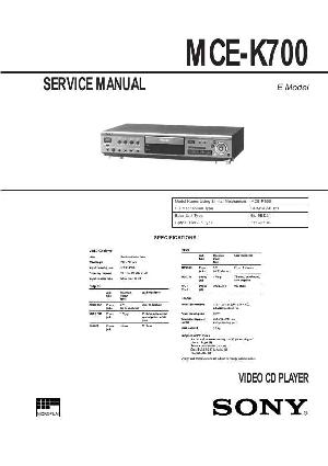 Сервисная инструкция Sony MCE-K700 ― Manual-Shop.ru