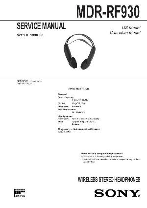 Сервисная инструкция Sony MDR-RF930 ― Manual-Shop.ru