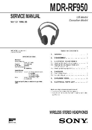 Сервисная инструкция Sony MDR-RF950 ― Manual-Shop.ru