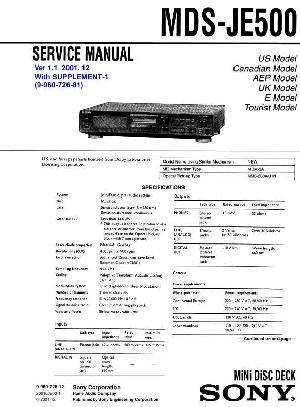 Сервисная инструкция Sony MDS-JE500 ― Manual-Shop.ru