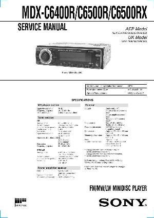Сервисная инструкция Sony MDX-C6400R, MDX-C6500R, MDX-C6500RX ― Manual-Shop.ru