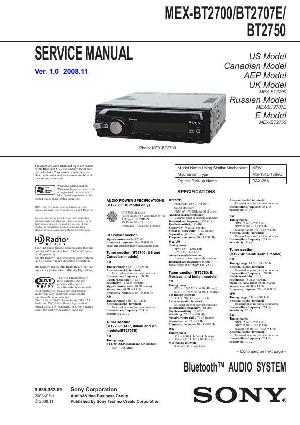 Сервисная инструкция Sony MEX-BT2700, MEX-BT2707E, MEX-BT2750  ― Manual-Shop.ru