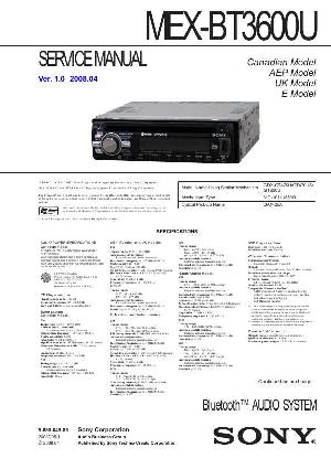 Сервисная инструкция Sony MEX-BT3600U  ― Manual-Shop.ru