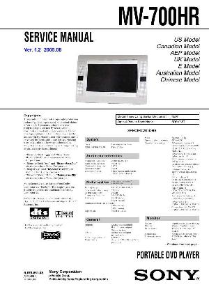 Сервисная инструкция Sony MV-700HR ― Manual-Shop.ru