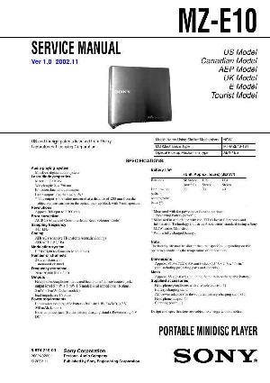 Сервисная инструкция Sony MZ-E10  ― Manual-Shop.ru