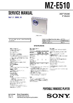 Сервисная инструкция Sony MZ-E510 ― Manual-Shop.ru