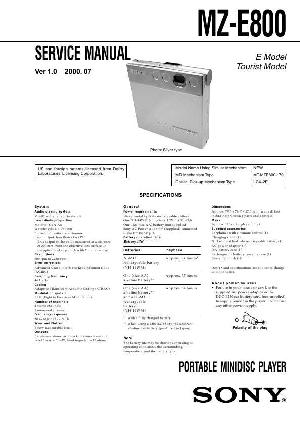 Сервисная инструкция Sony MZ-E800 ― Manual-Shop.ru